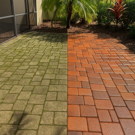Lanai & patio before and after paver sealing